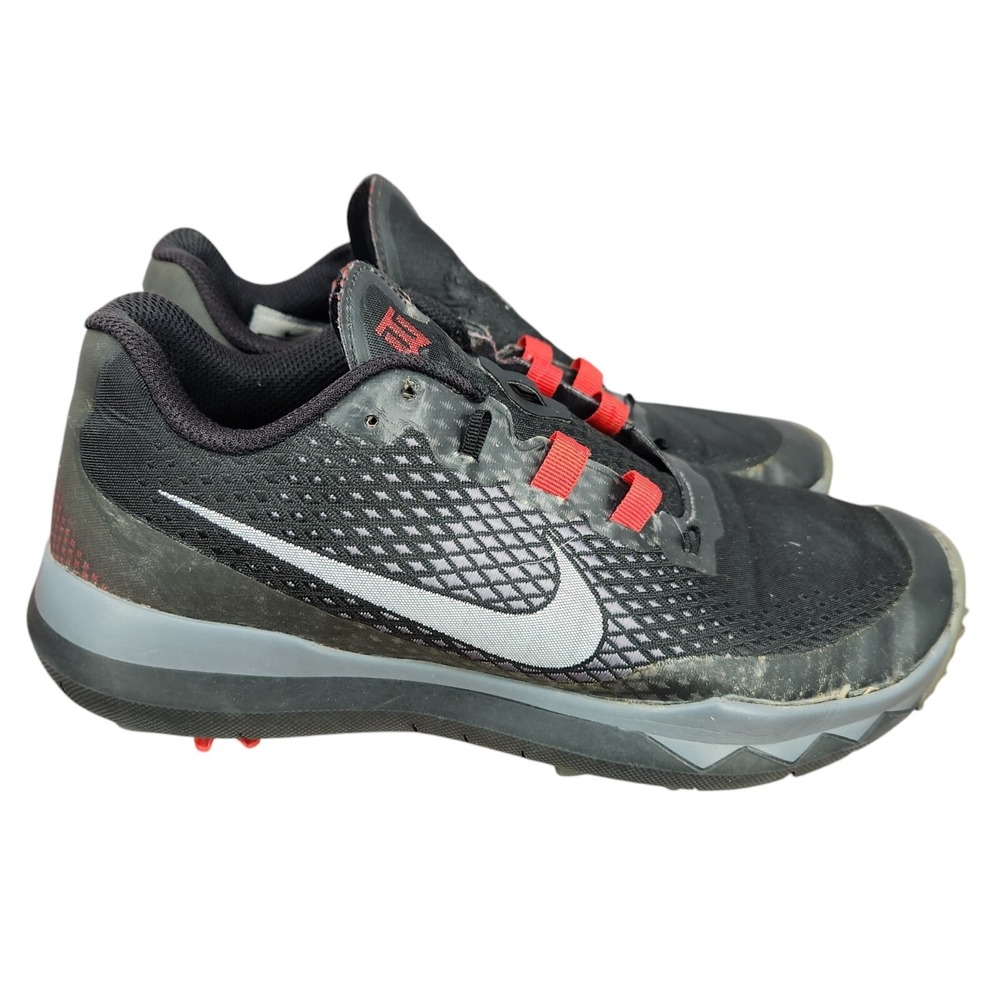 Nike Tiger Woods Golf Shoes Mens 9 TW15 Black Cleats Sneakers No Laces